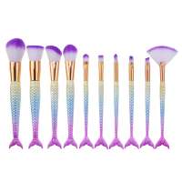 New Low MOQ Cosmetic Brushes Facial Beauty Tools Kit Custom Logo Novelty Personalized Mermaid Make Up Brush Set Private Label