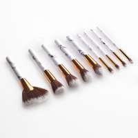 Good Selling Facial Beauty Tools Private Label 9-marble-cosmetic Makeup Fan Brush Set Contour Brush Face Blender  Brush